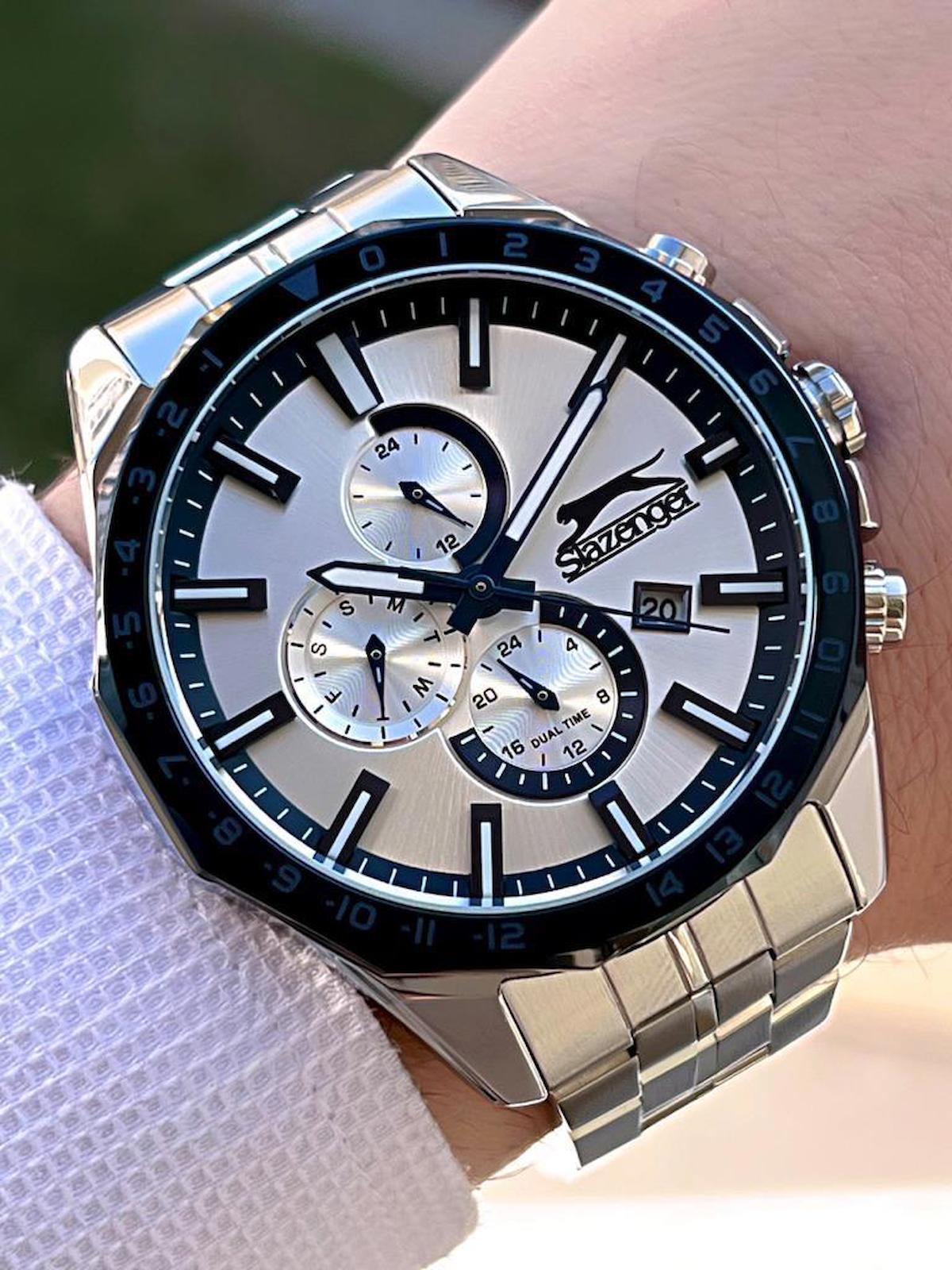 Slazenger SL.04 Takvimli 46-48 mm Çelik Kordon Analog Erkek Kol Saati