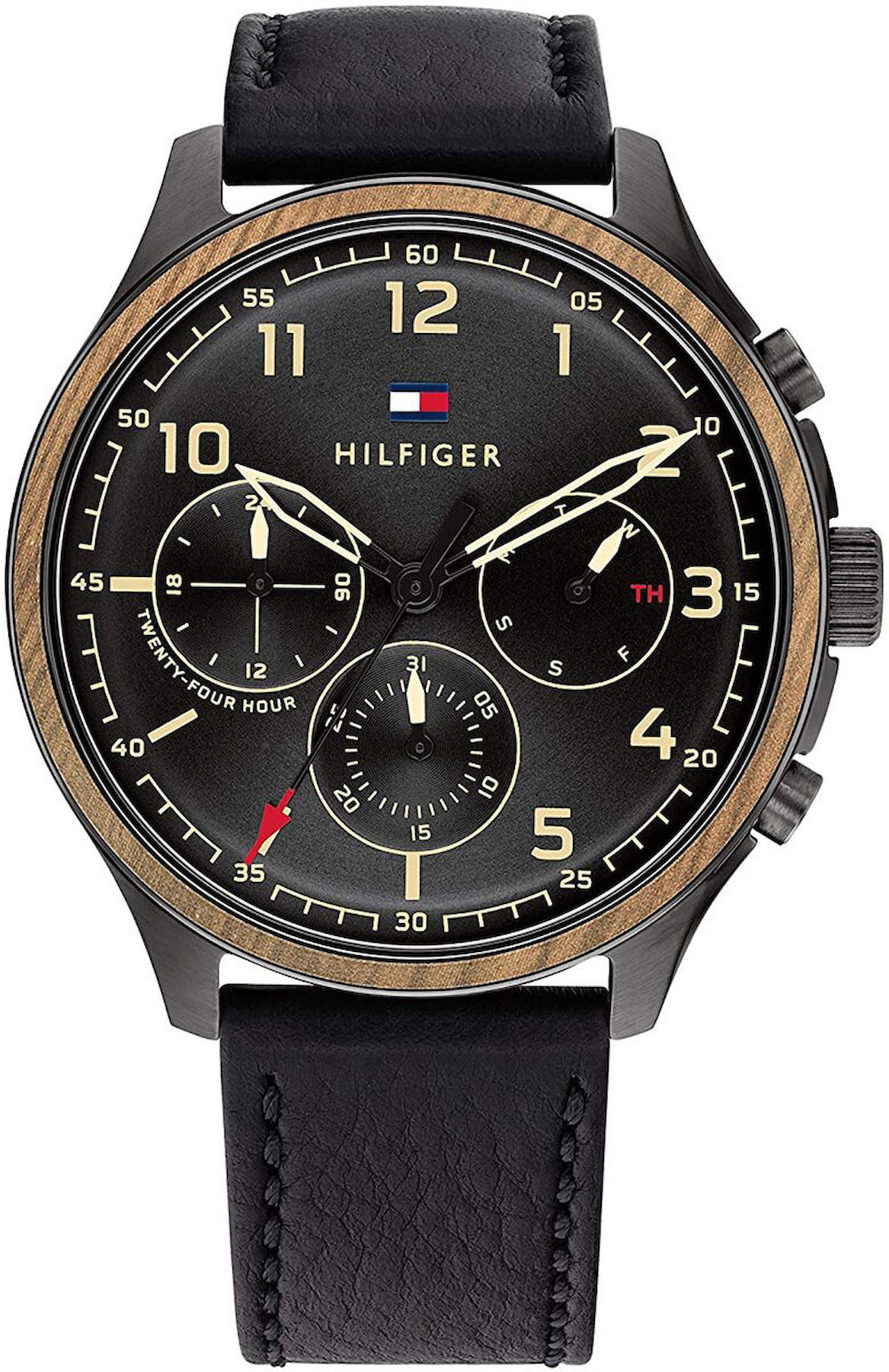 Tommy Hilfiger TH1791854 Takvimli 44 mm Siyah Deri Kordon Analog Kol Saati