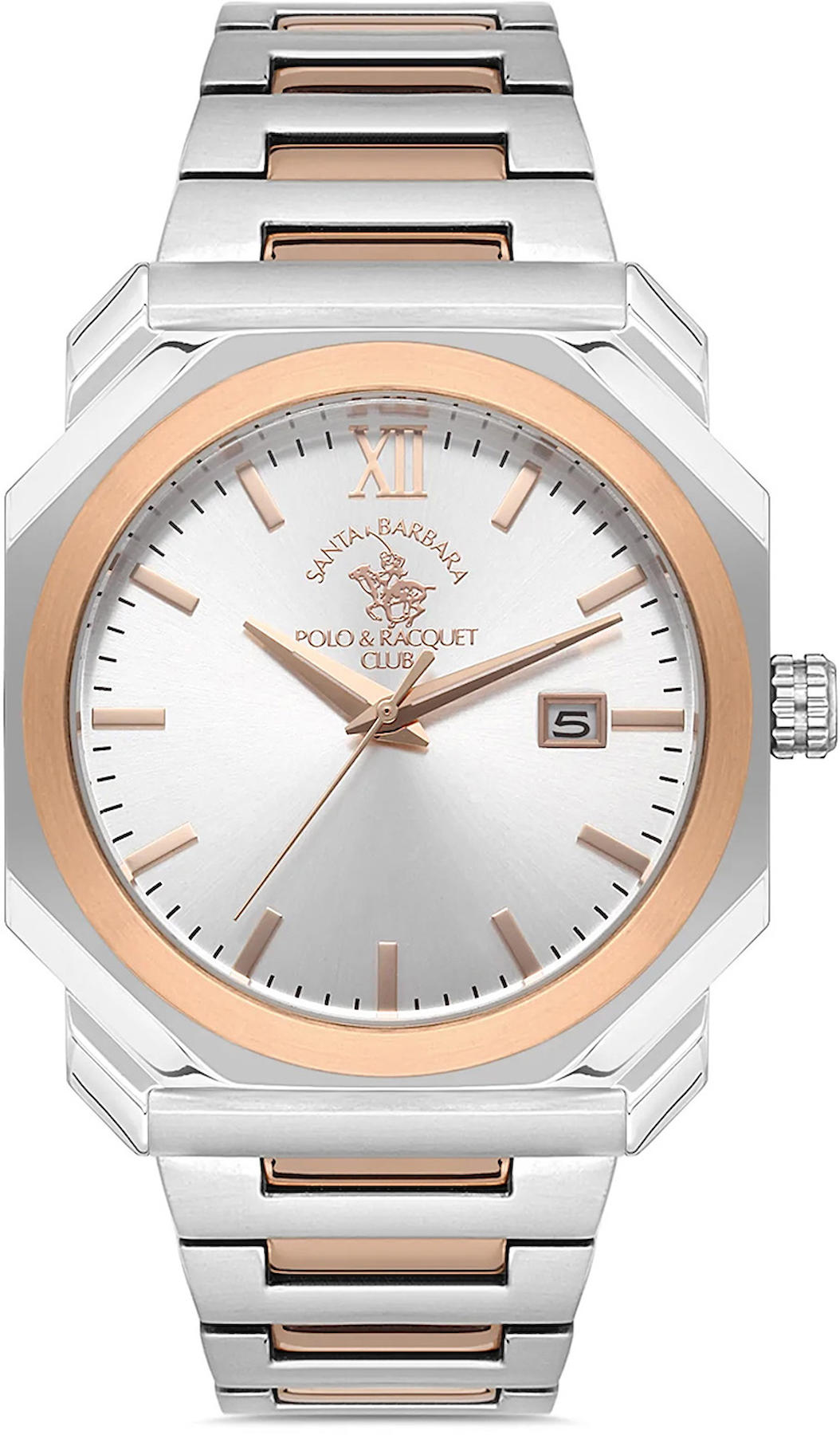 Sergio Tacchini ST.1.10274.4 Takvimli 44 mm Gri-Rose Gold Çelik Kordon Analog Kol Saati