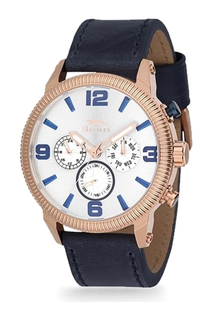 Slazenger SL.09.1302.2.01 Takvimli 34 mm Lacivert Deri Kordon Analog Kol Saati