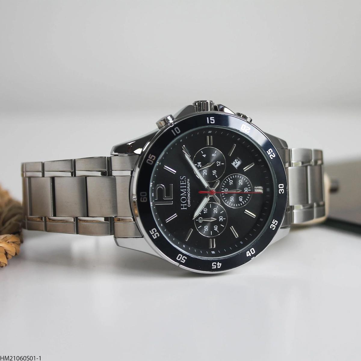 Homies HM21060S01-1 Pusulalı Takvimli 44 mm Çelik Kordon Analog Erkek Kol Saati
