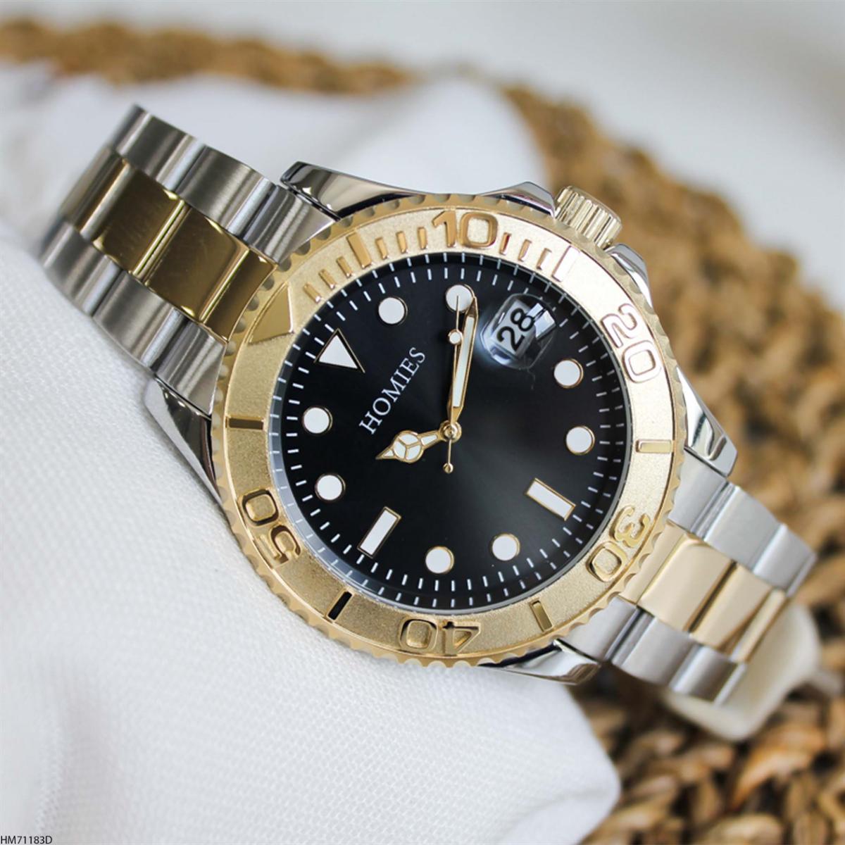 Homies HM71183D Takvimli Altın-Metal Kordon Analog Erkek Kol Saati
