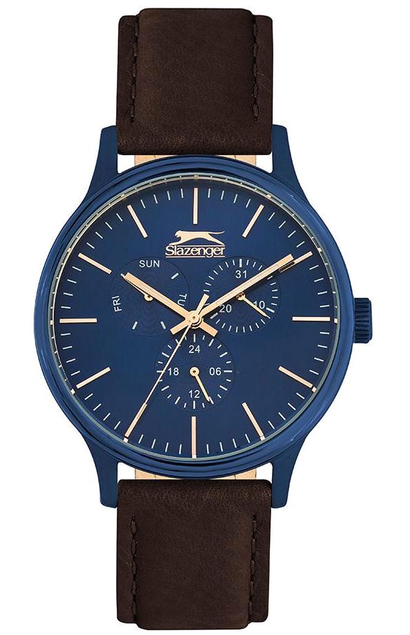 Slazenger SL.09.1649.2.03 Takvimli 42 mm Kahverengi Deri Kordon Analog Kol Saati