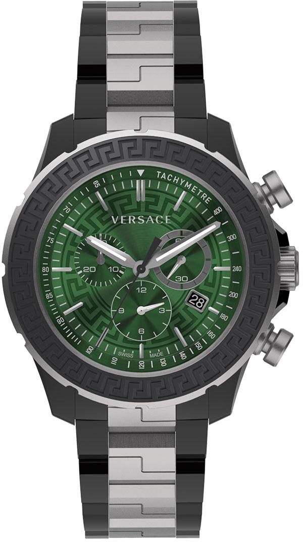 Versace VRSCVE1A00718 Takvimli 34 mm Gri-Siyah Çelik Kordon Analog Kol Saati