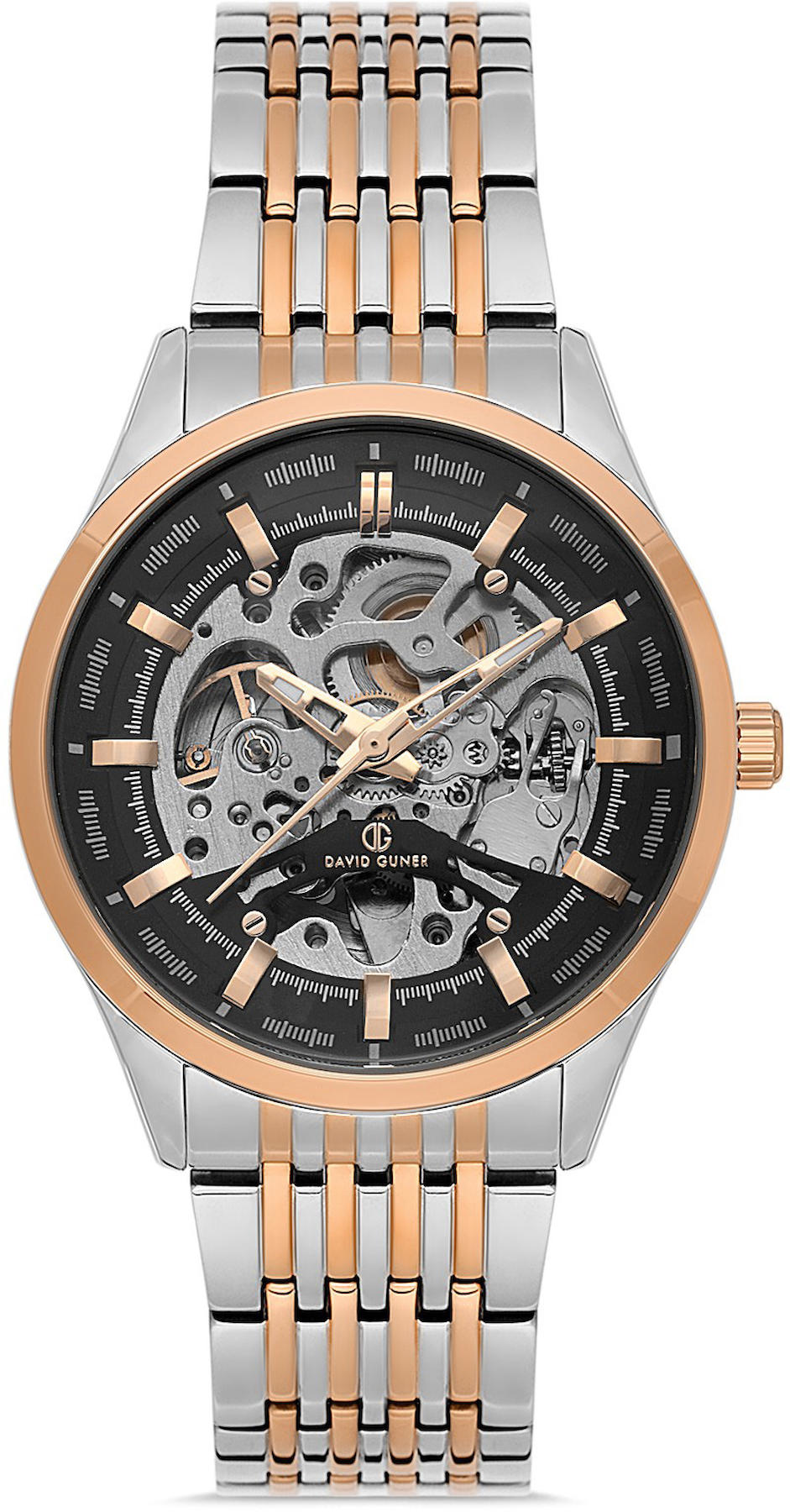 David Guner DG-8505GA-E2 Takvimli 42 mm Gri-Rose Gold Çelik Kordon Analog Kol Saati