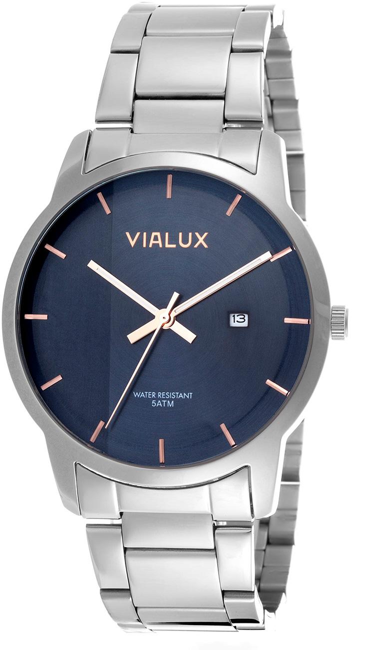 Vialux AS537S-11SR Takvimli 42 mm Çelik Kordon Analog Kol Saati