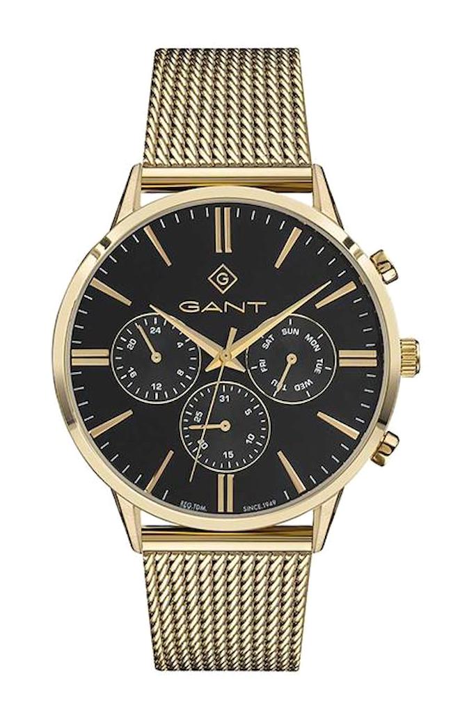 Gant GT063008 Takvimli 44 mm Altın Hasır Kordon Analog Erkek Kol Saati