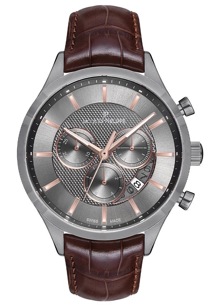 Jacques Philippe JPQGC038143 Pusulalı Takvimli 43 mm Kahverengi Deri Kordon Analog Erkek Kol Saati