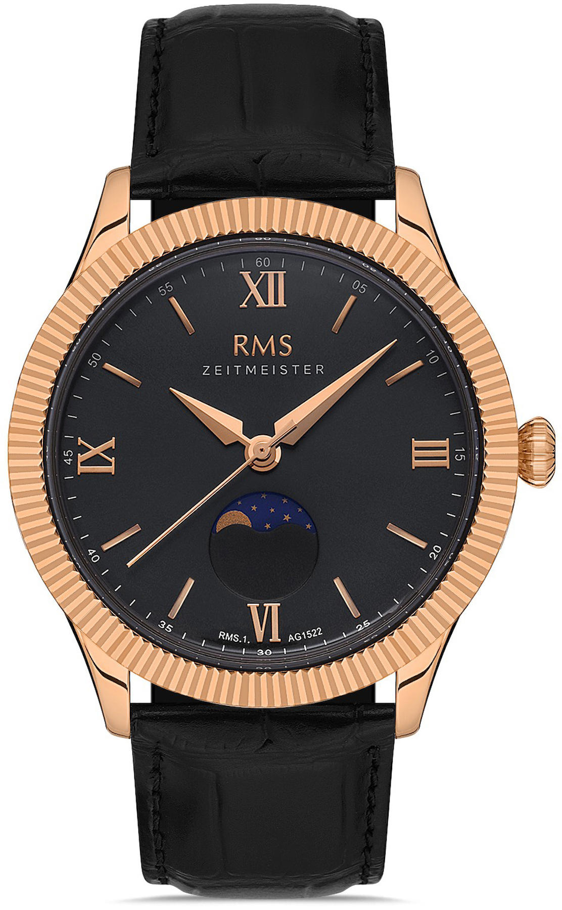Romanson RMS.1.AG1522.05 42 mm Siyah Deri Kordon Analog Kol Saati