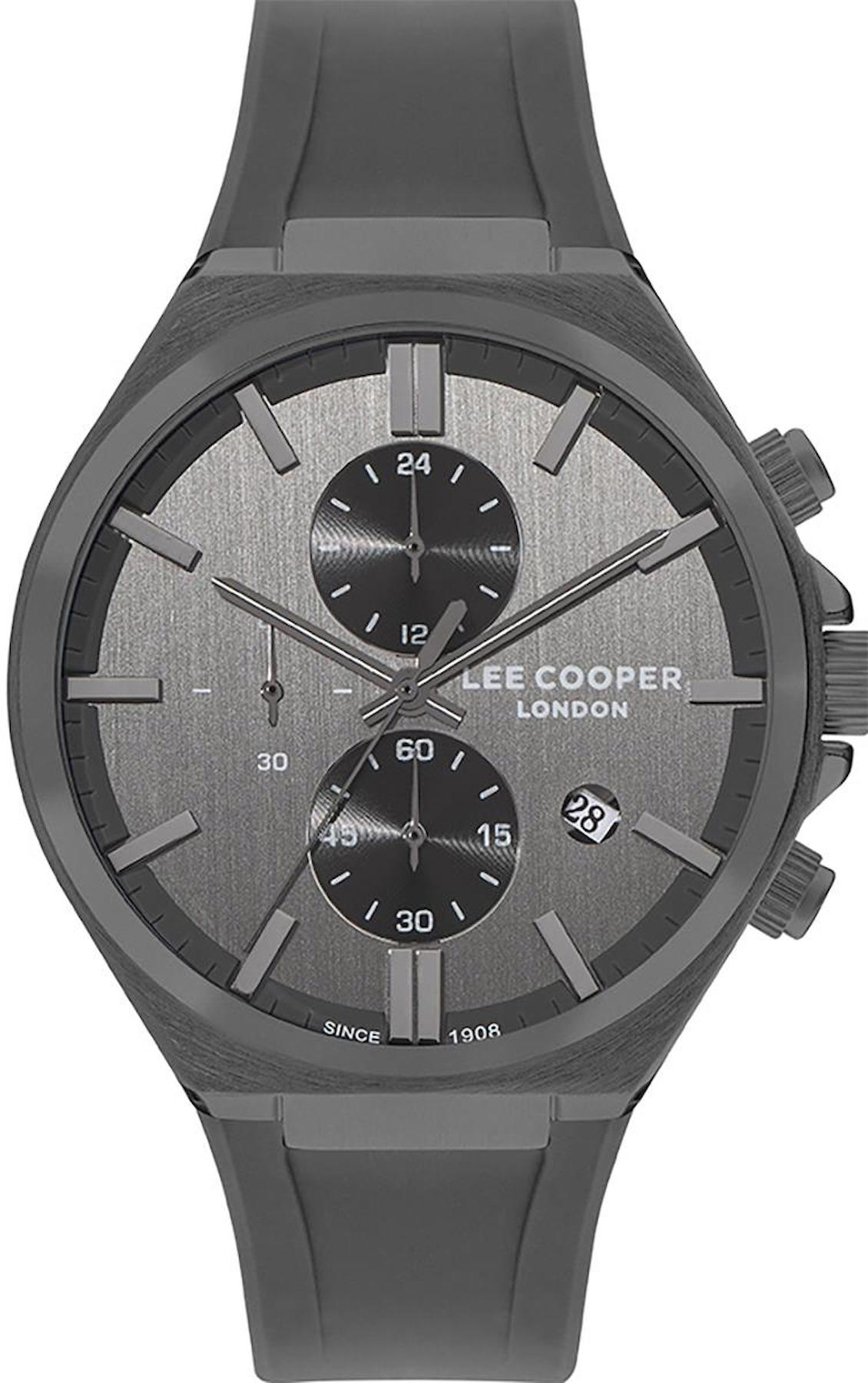 Lee Cooper LC07854.066 Takvimli Antrasit Silikon Kordon Analog Erkek Kol Saati