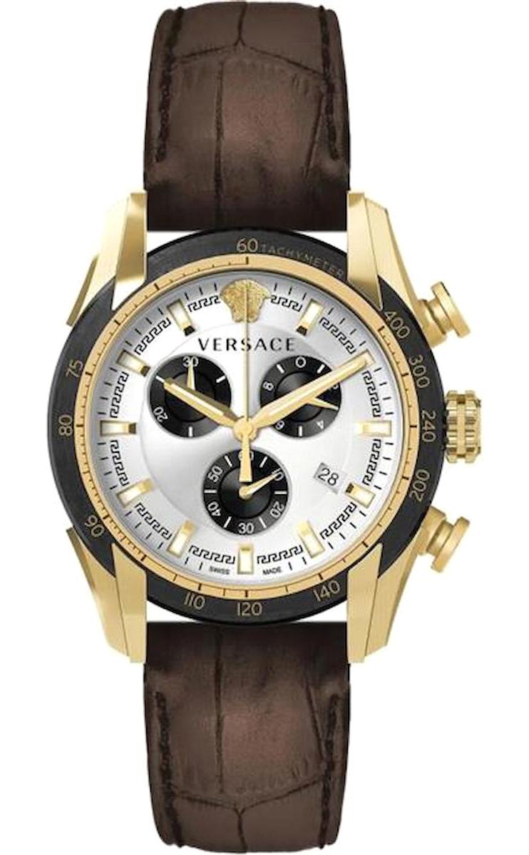 Versace VRSCVE2I00221 Takvimli 44 mm Kahverengi Deri Kordon Analog Erkek Kol Saati