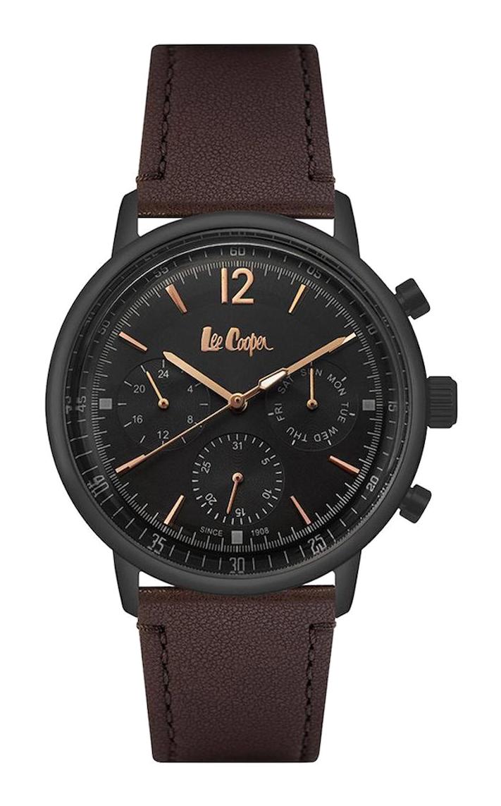 Lee Cooper LC06953.642 Takvimli Kahverengi Deri Kordon Analog Kol Saati