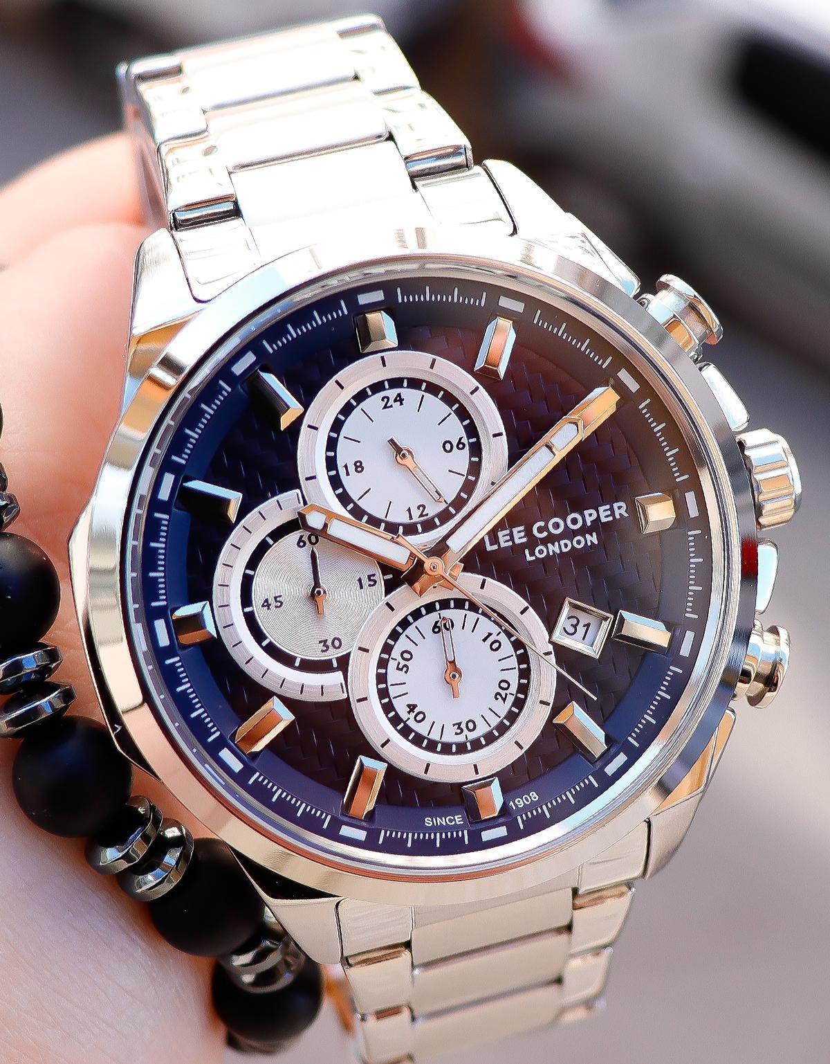 Lee Cooper LC07254.390 Kronometreli Takvimli 46 mm Çelik Kordon Analog Erkek Kol Saati