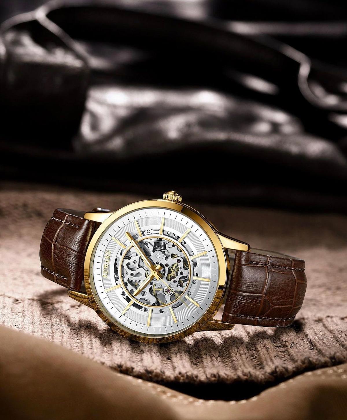 Reward RDH684-3 44 mm Kahverengi Deri Kordon Analog Erkek Kol Saati