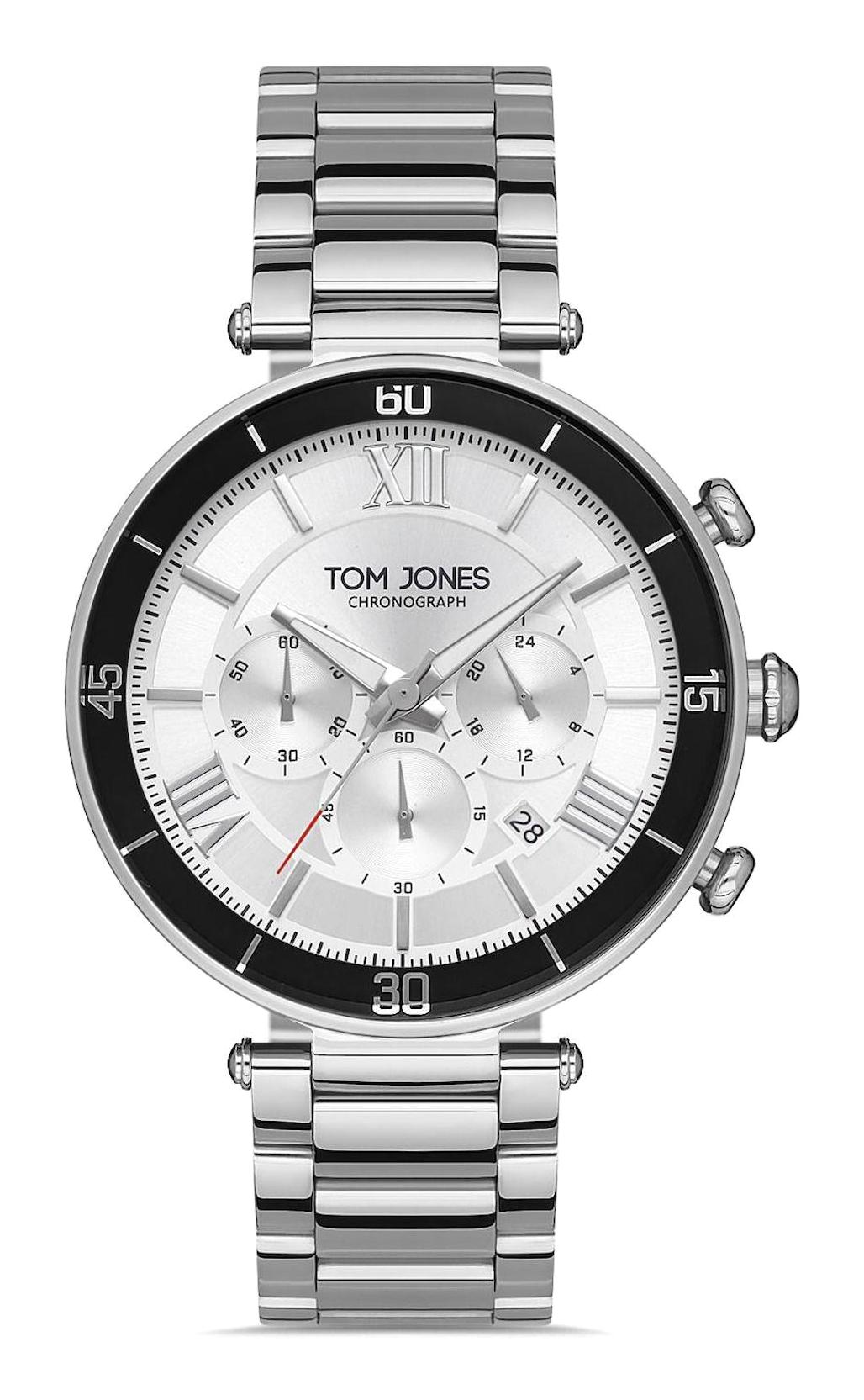 Tom Jones TJ-1-1153-01 Su Geçirmez Takvimli 44 mm Çelik Kordon Analog Kol Saati