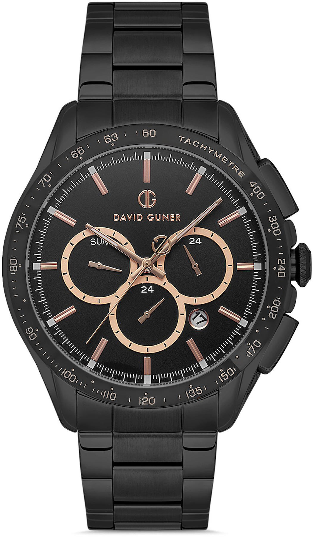 David Guner DG-8624GA-G2 Takvimli 42 mm Siyah Metal Kordon Analog Kol Saati