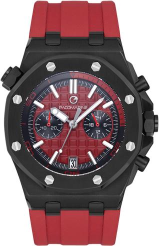 Pacomarine PM.61159.07 Takvimli 42 mm Kırmızı Silikon Kordon Analog Kol Saati