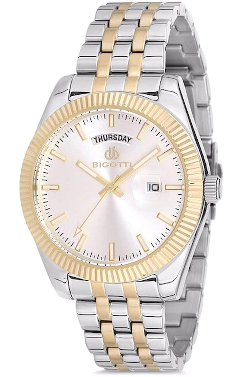 Bigotti BG.1.10190.4 Takvimli 42 mm Altın-Çelik Kordon Analog Erkek Kol Saati