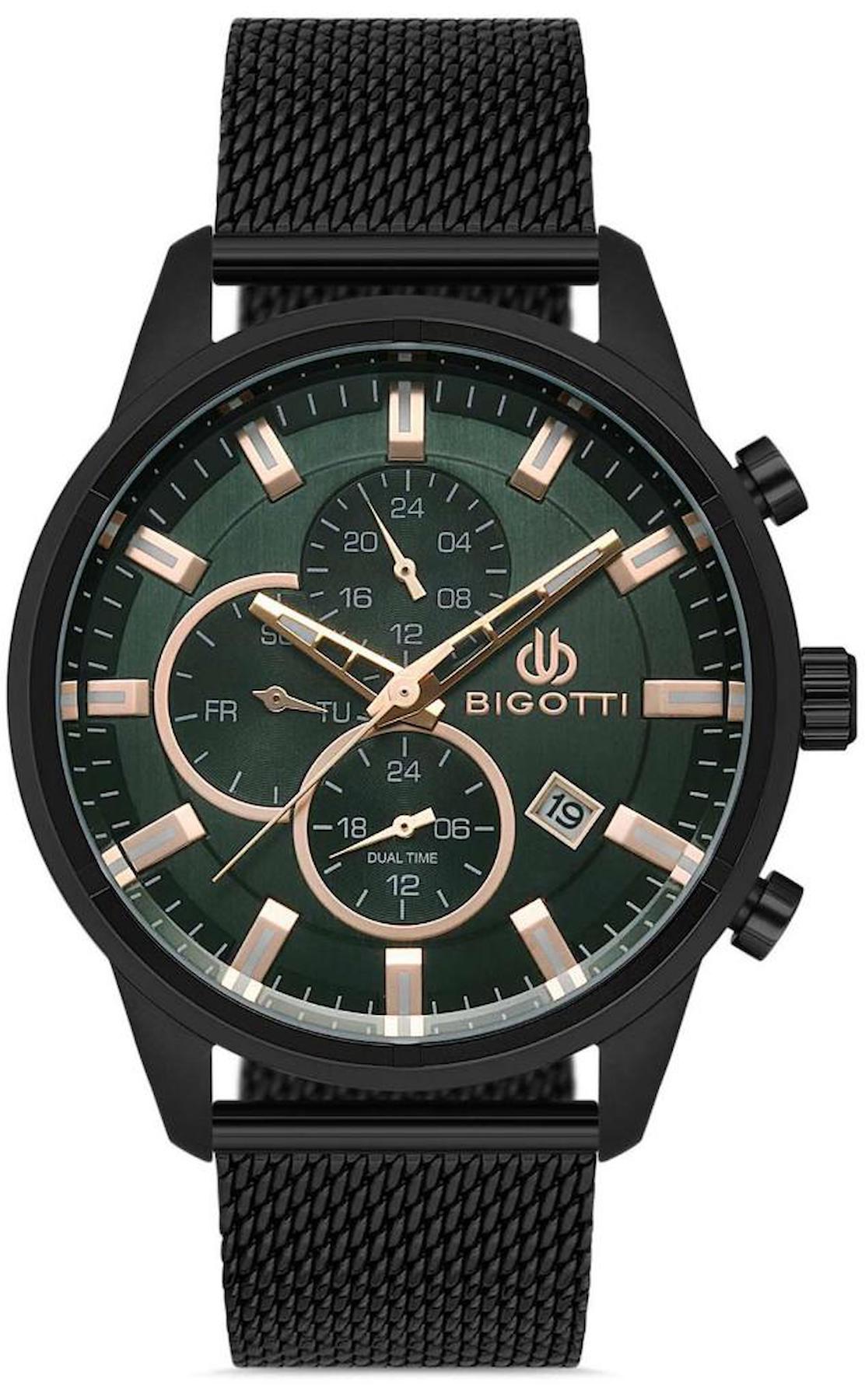 Bigotti BG.1.10355.4 Takvimli 43 mm Siyah Çelik Kordon Analog Erkek Kol Saati