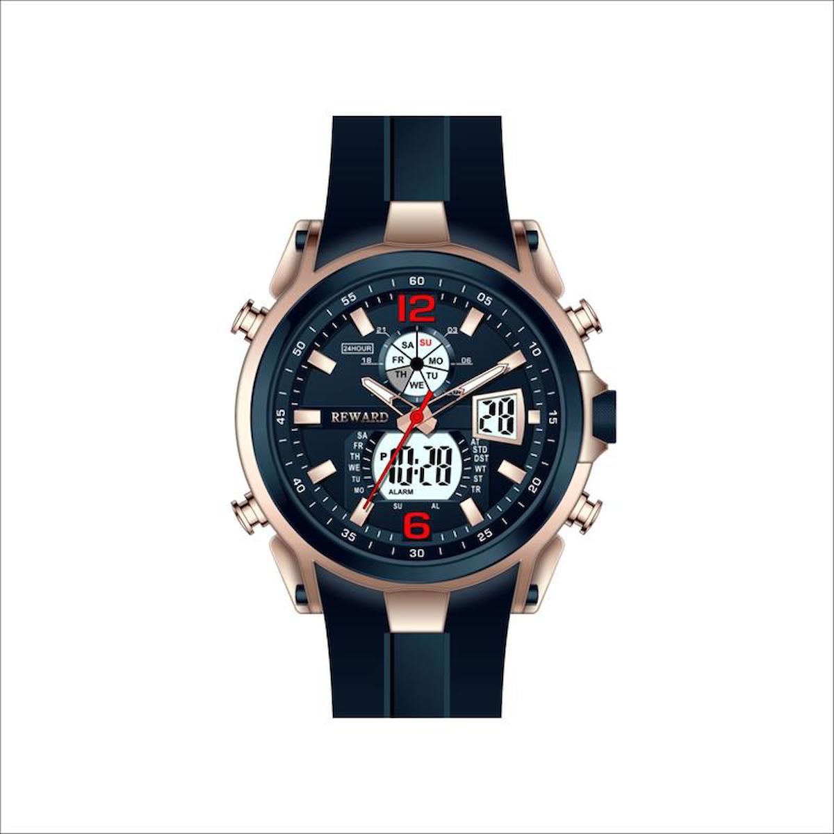 Reward A143934 Takvimli 45 mm Lacivert Metal Kordon Analog Erkek Kol Saati