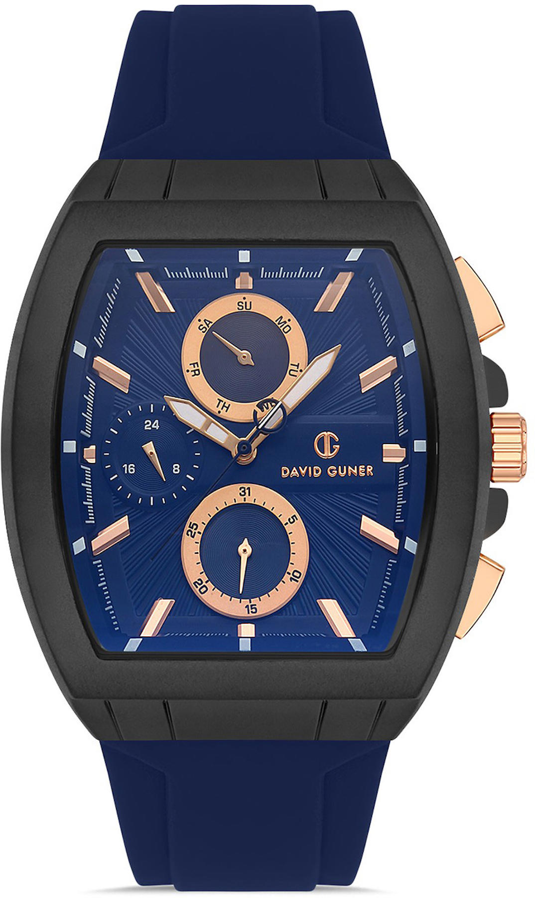 David Guner DG-8486GD-ZA3 Takvimli 42 mm Lacivert Çelik Kordon Analog Kol Saati
