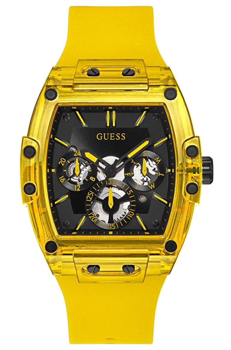Guess GUGW0203G6 Pusulalı Takvimli 43 mm Sarı Silikon Kordon Analog Erkek Kol Saati