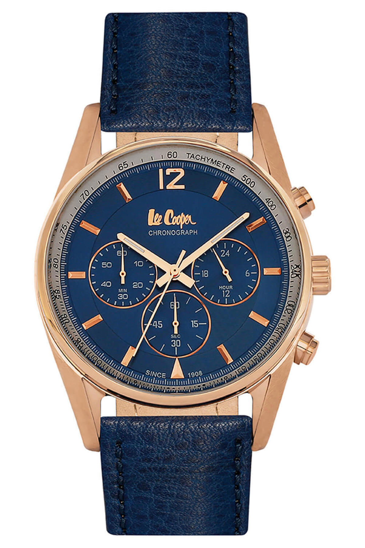 Lee Cooper LC06415.499 Takvimli 42 mm Lacivert Deri Kordon Analog Erkek Kol Saati