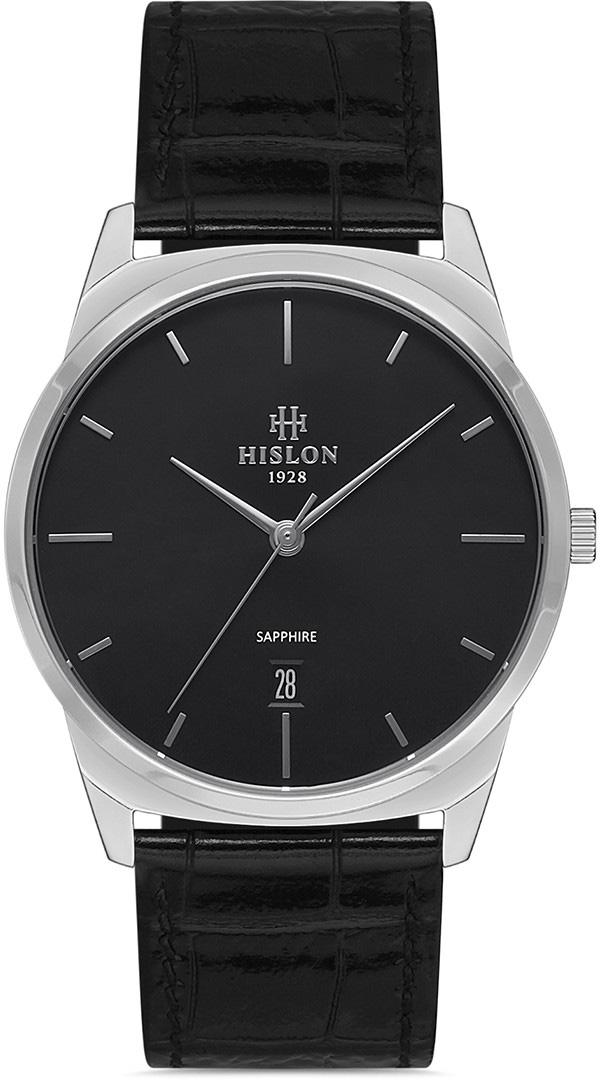 Hislon CL122S-04BS Takvimli 40 mm Siyah Deri Kordon Analog Erkek Kol Saati