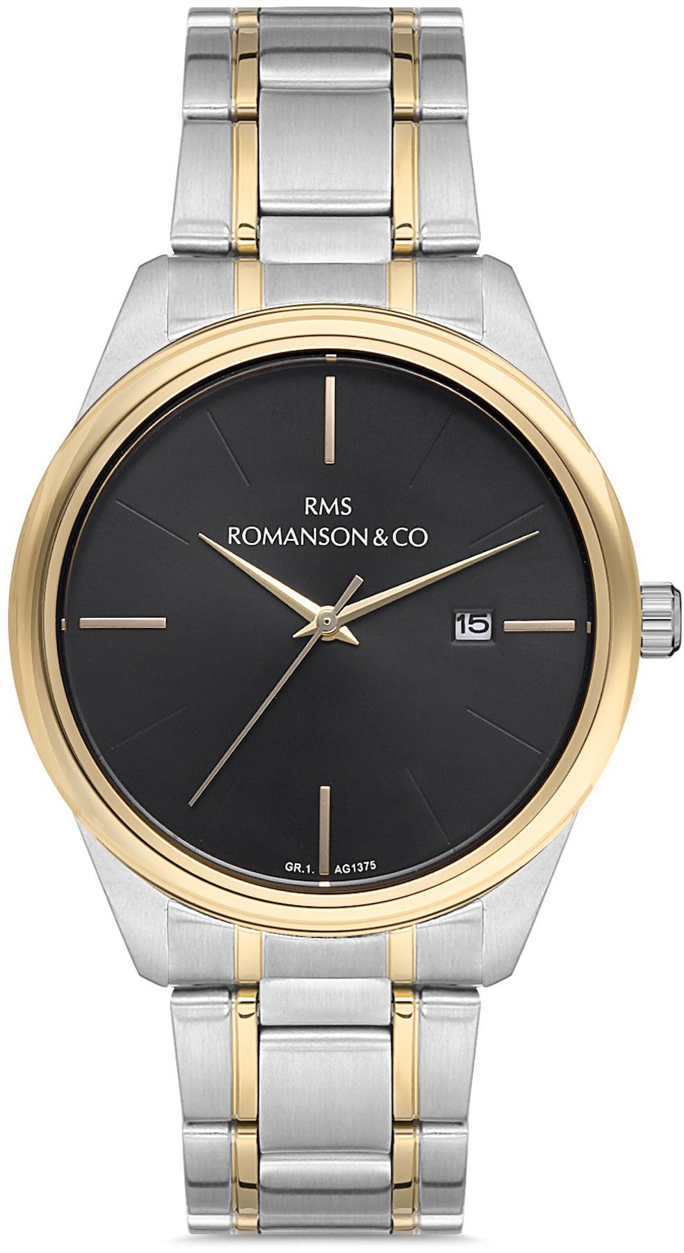 Romanson GR.1.AG1375.23 Takvimli 41 mm Gri-Sarı Çelik Kordon Analog Kol Saati