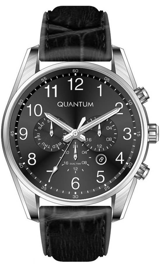 Quantum ADG978.351 Takvimli 44 mm Siyah Deri Kordon Analog Erkek Kol Saati