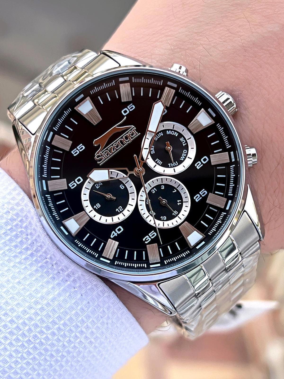 Slazenger SL.2231.2.03 Takvimli 48 mm Çelik Kordon Analog Erkek Kol Saati