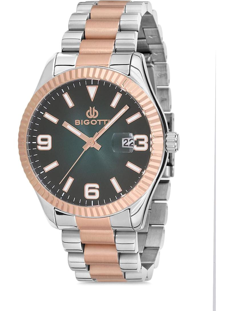 Bigotti BG.1.10185.4 Takvimli 43 mm Gri-Rose Gold Çelik Kordon Analog Erkek Kol Saati