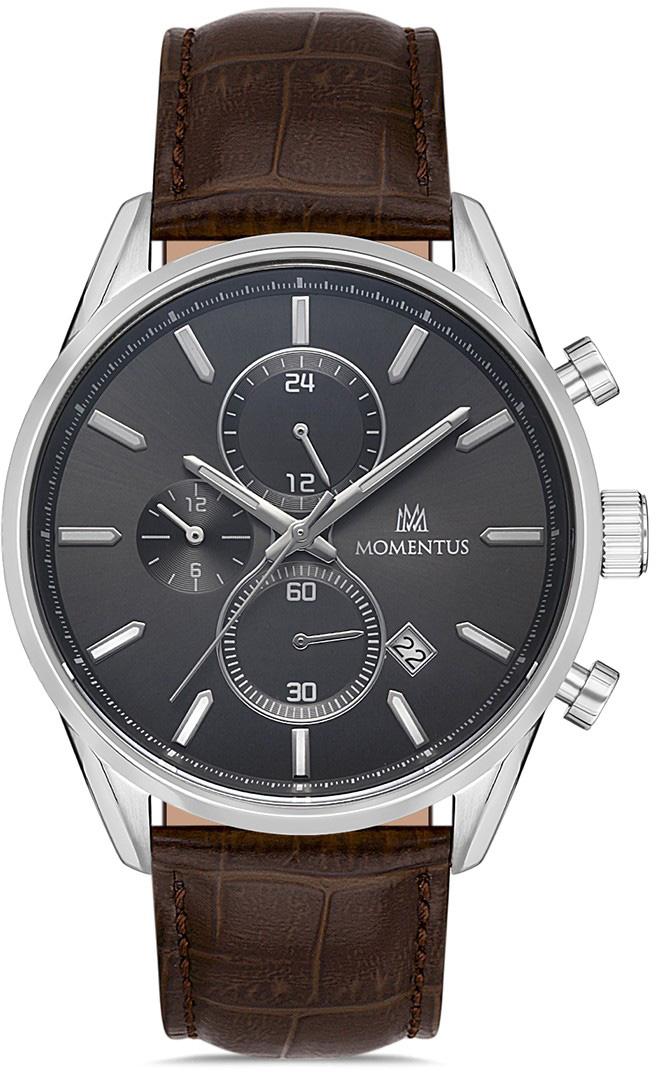 Momentus CC107S-05KS Takvimli 43 mm Kahverengi Deri Kordon Analog Erkek Kol Saati
