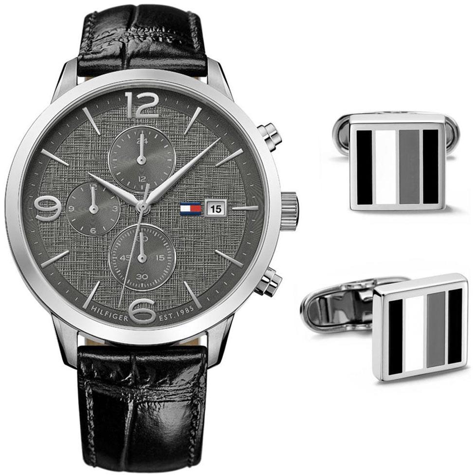 Tommy Hilfiger TH1770015 Takvimli 44 mm Siyah Deri Kordon Analog Kol Saati