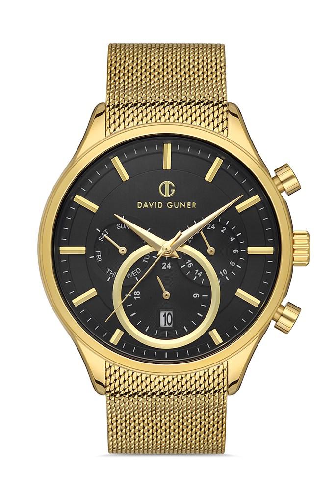 David Guner DG-8257GC-B2 Takvimli 42 mm Altın Çelik Kordon Analog Kol Saati