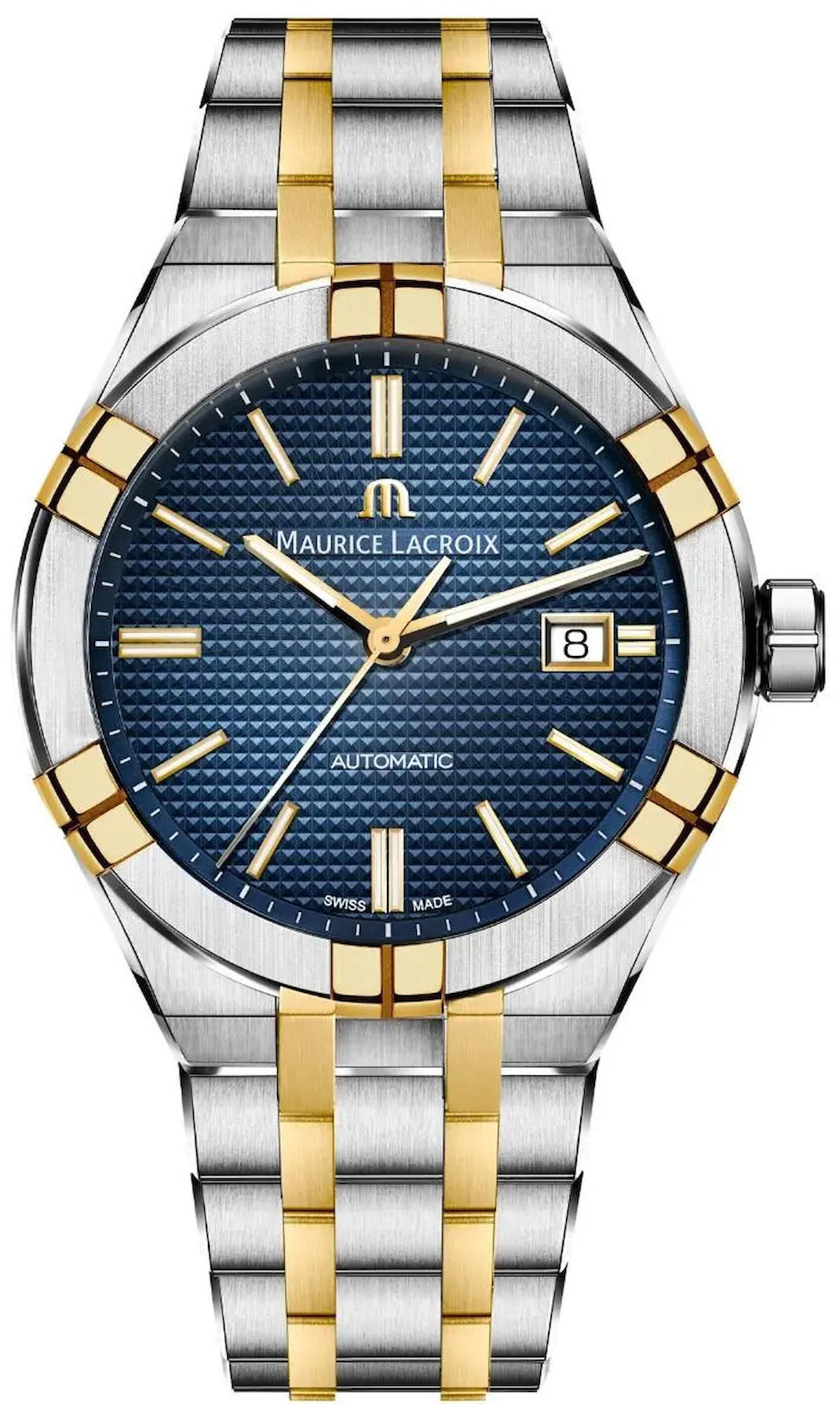 Maurice Lacroix AI6008SY013432-1 Takvimli 42 mm Altın-Çelik Kordon Analog Erkek Kol Saati