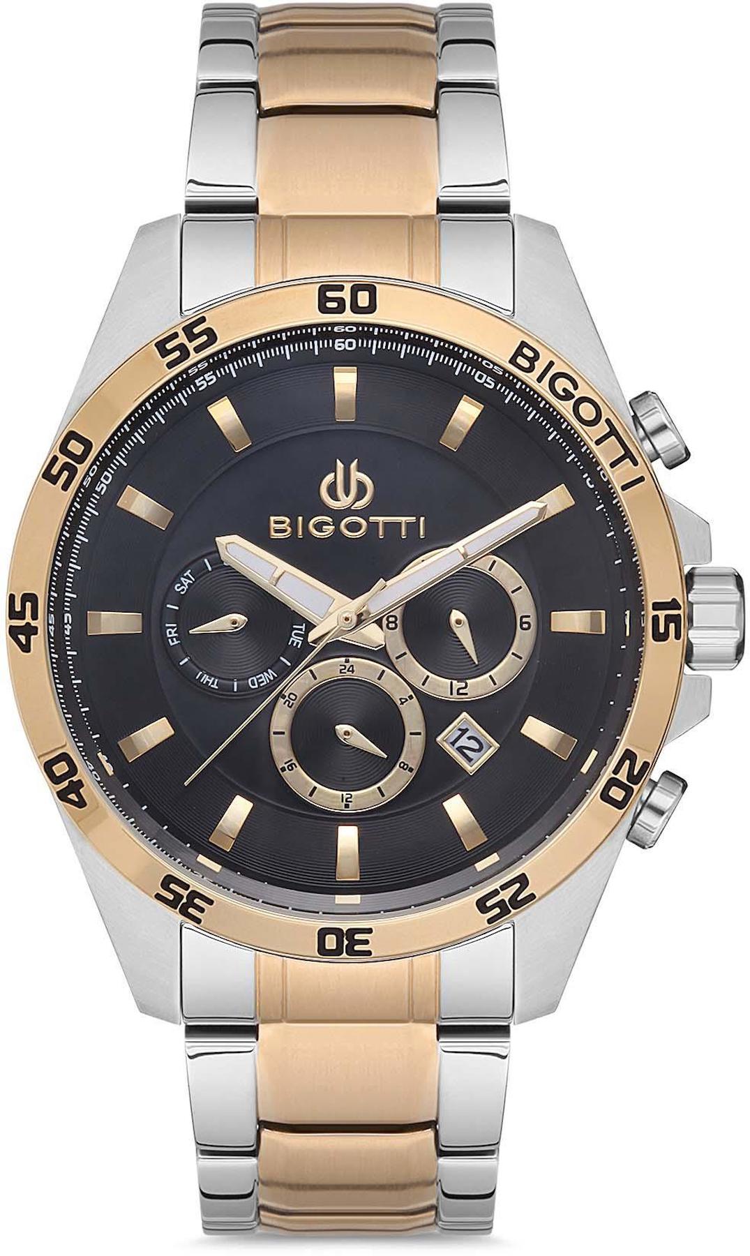 Bigotti BG.1.10173.5 Takvimli 44 mm Gri-Rose Gold Çelik Kordon Analog Erkek Kol Saati