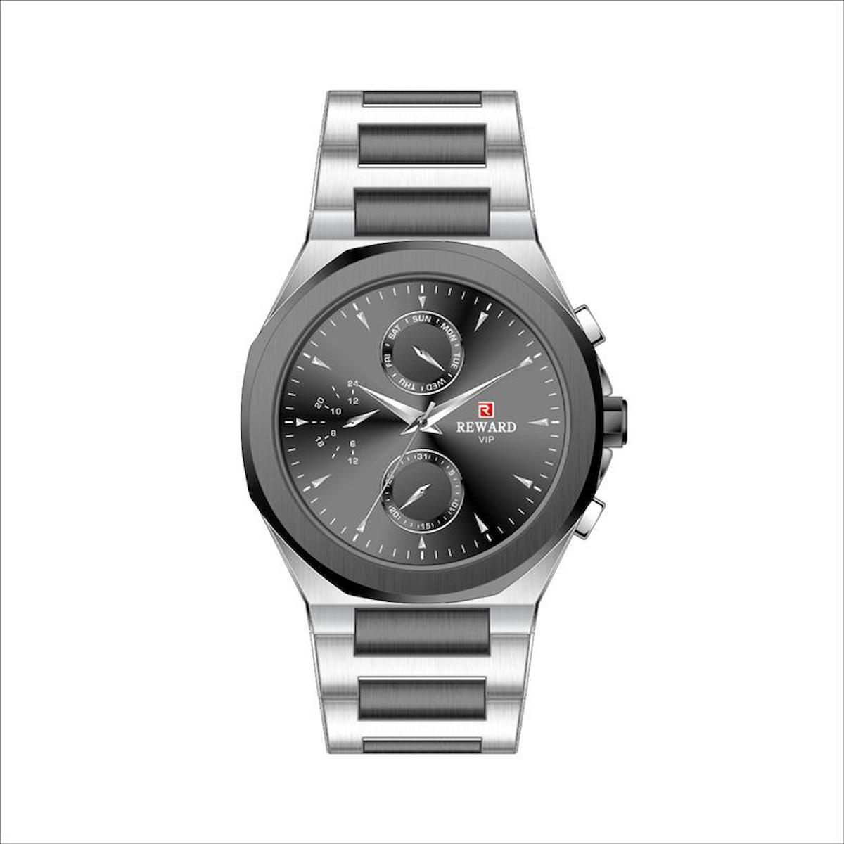 Reward A142589 Takvimli 43 mm Füme-Metal Kordon Analog Erkek Kol Saati
