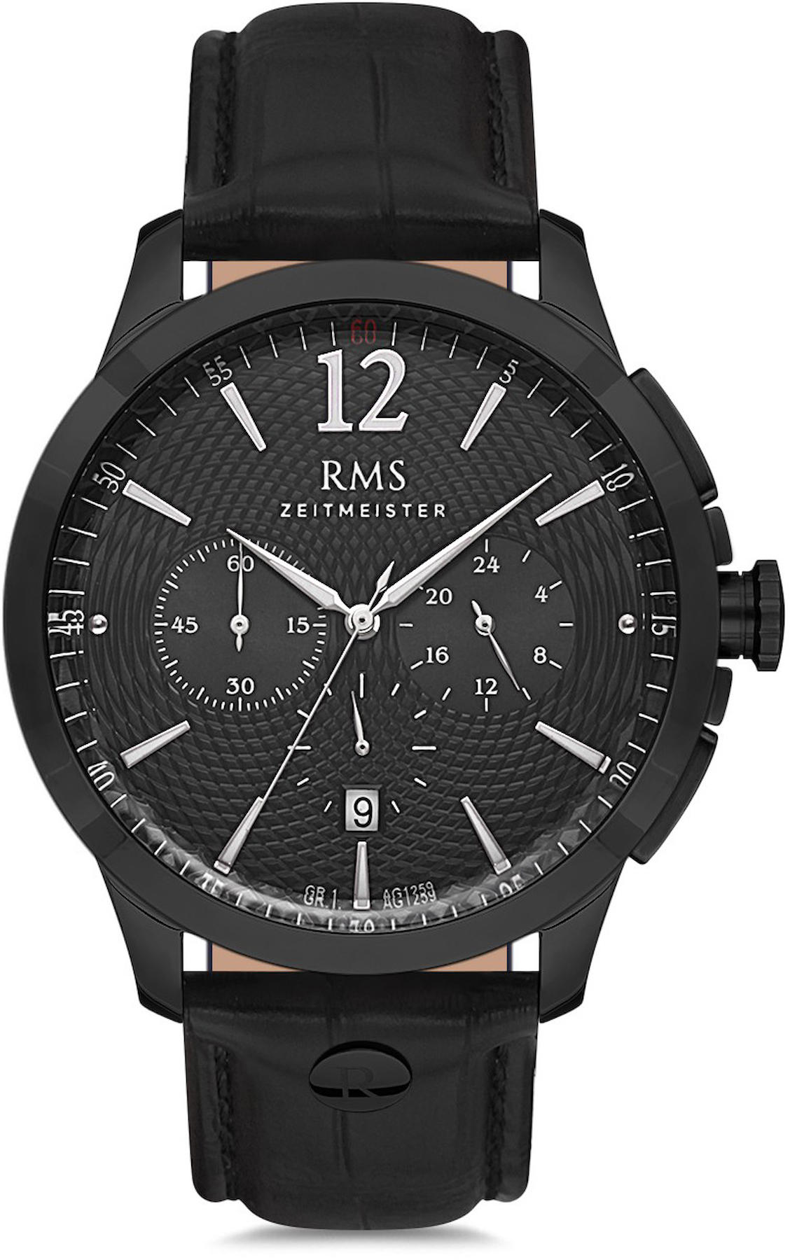 Romanson GR.1.AG1259.07 Takvimli 45 mm Siyah Deri Kordon Analog Kol Saati