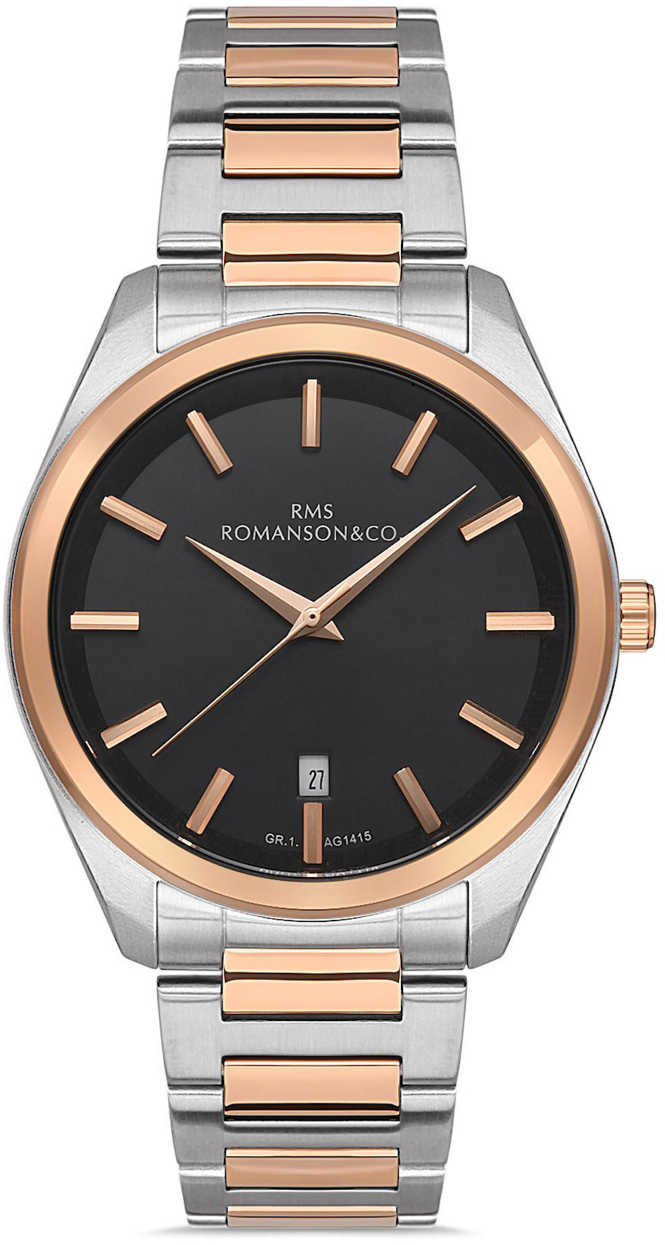 Romanson GR.1.AG1415.09 Takvimli 42 mm Çelik Kordon Analog Kol Saati
