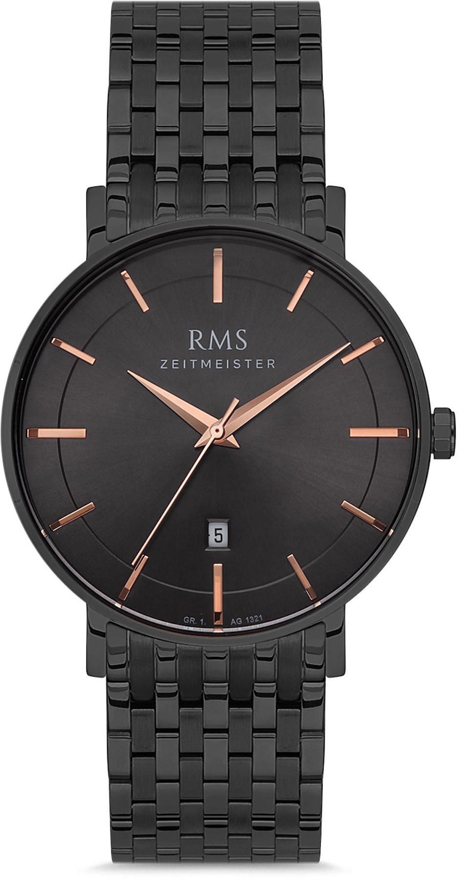 Romanson GR.1.AG1321.09 Takvimli 43 mm Siyah Çelik Kordon Analog Kol Saati