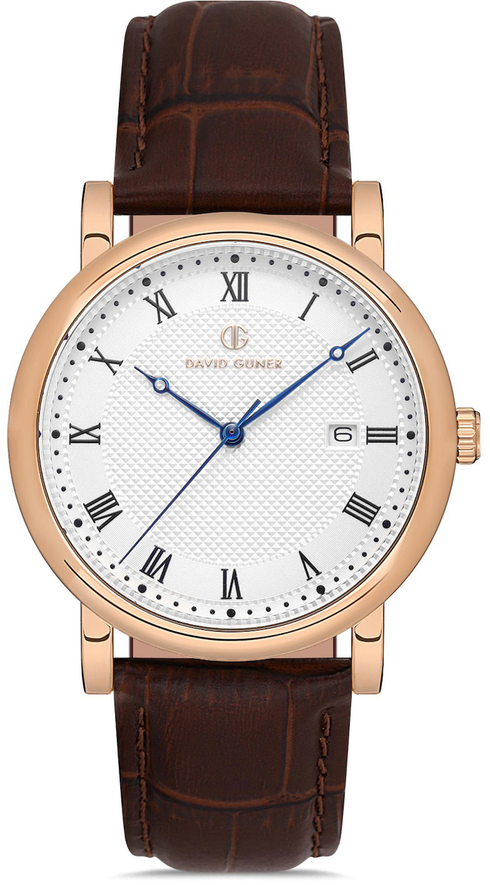 David Guner DG-8671GB-S1 Takvimli 42 mm Kahverengi Metal Kordon Analog Kol Saati