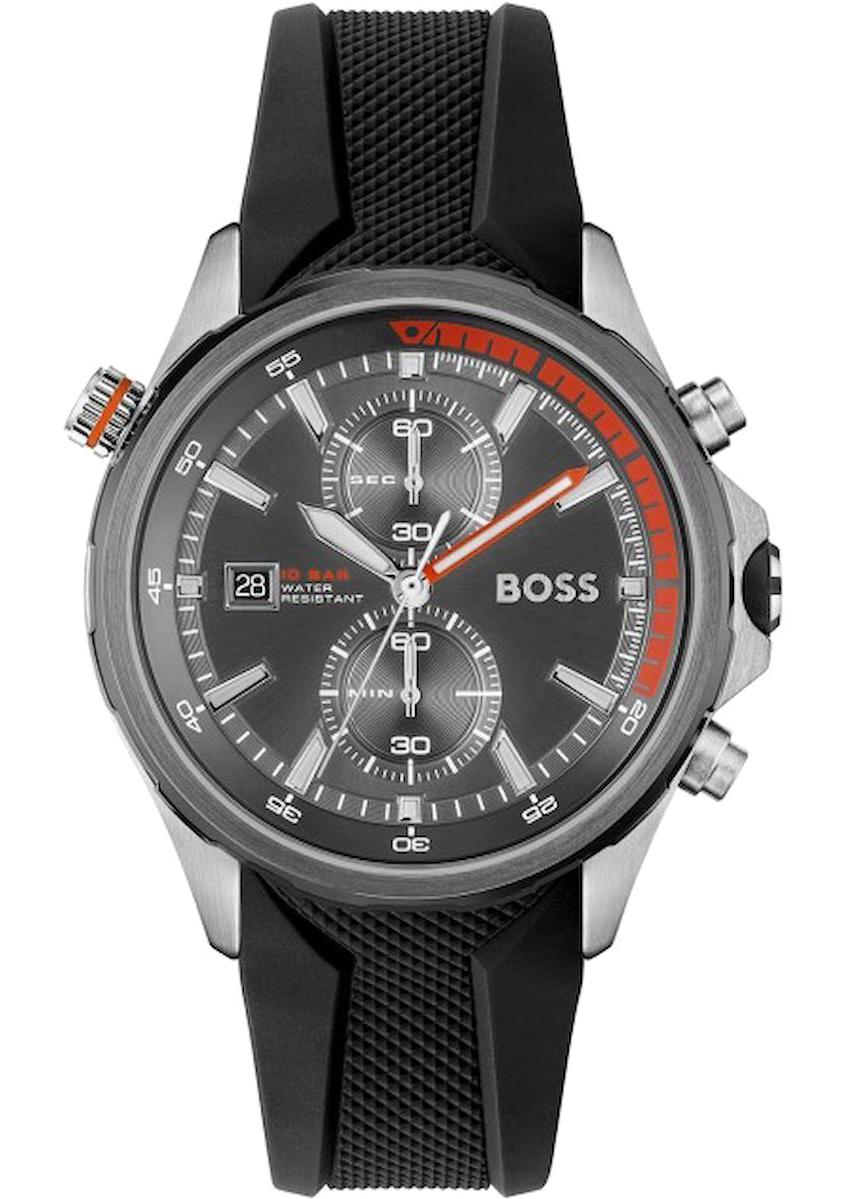 Hugo Boss HB1513931 Pusulalı Takvimli 44 mm Siyah Silikon Kordon Analog Erkek Kol Saati