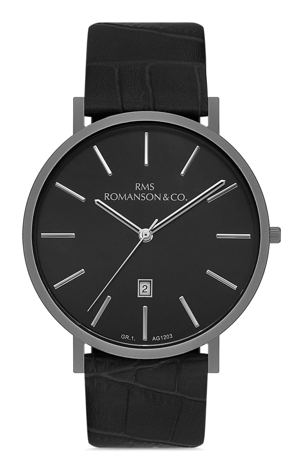 Grand Romanson GR.1.AG1203.01 Takvimli 44 mm Siyah Deri Kordon Analog Erkek Kol Saati