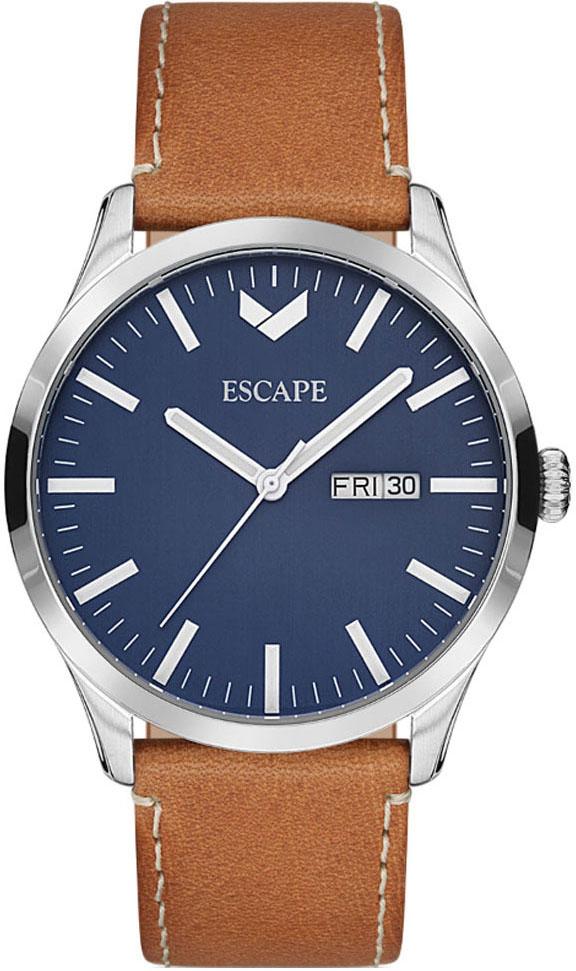 Escape EC1141-101 Takvimli Kahverengi Deri Kordon Analog Kol Saati