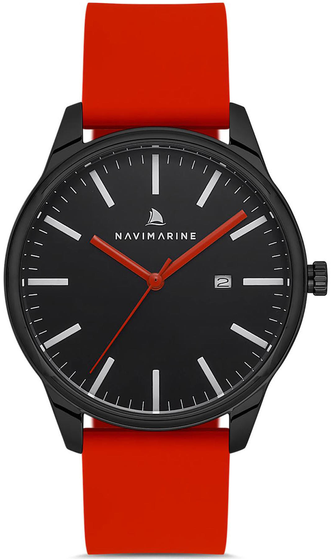Navimarine NVM59-ZP2 Takvimli 42 mm Kırmızı Deri Kordon Analog Kol Saati
