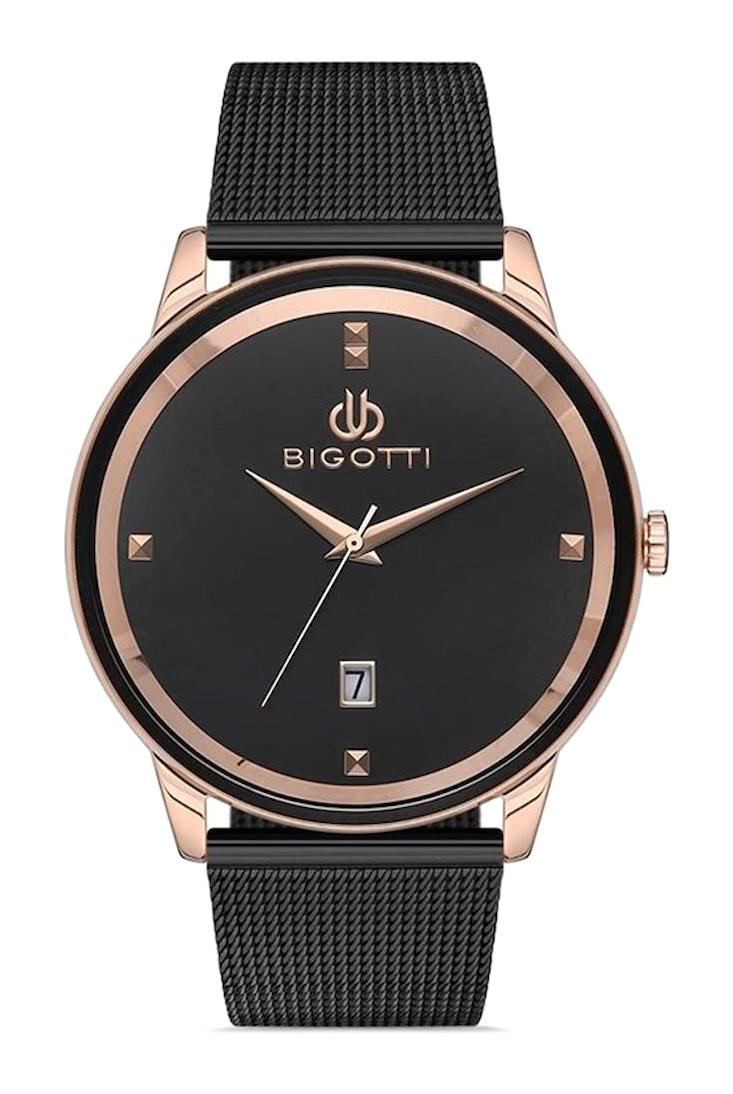 Bigotti BG.1.10230.4 Takvimli 44 mm Siyah Çelik-Hasır Kordon Analog Erkek Kol Saati
