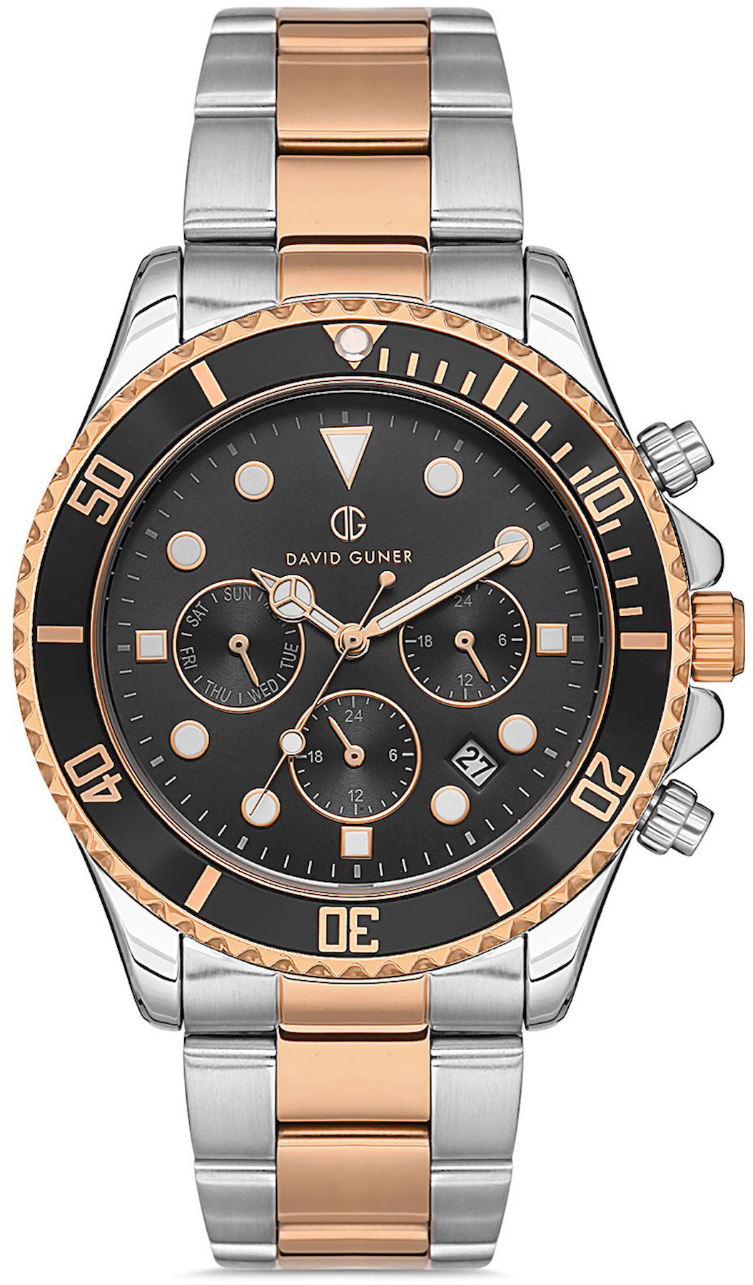 David Guner DG-8475GA-E2 Takvimli 42 mm Çelik Kordon Analog Kol Saati