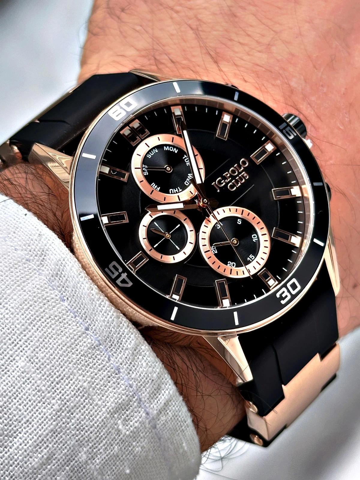 Jg. Polo Club JPC12232452505 Takvimli Siyah Silikon Kordon Analog Erkek Kol Saati