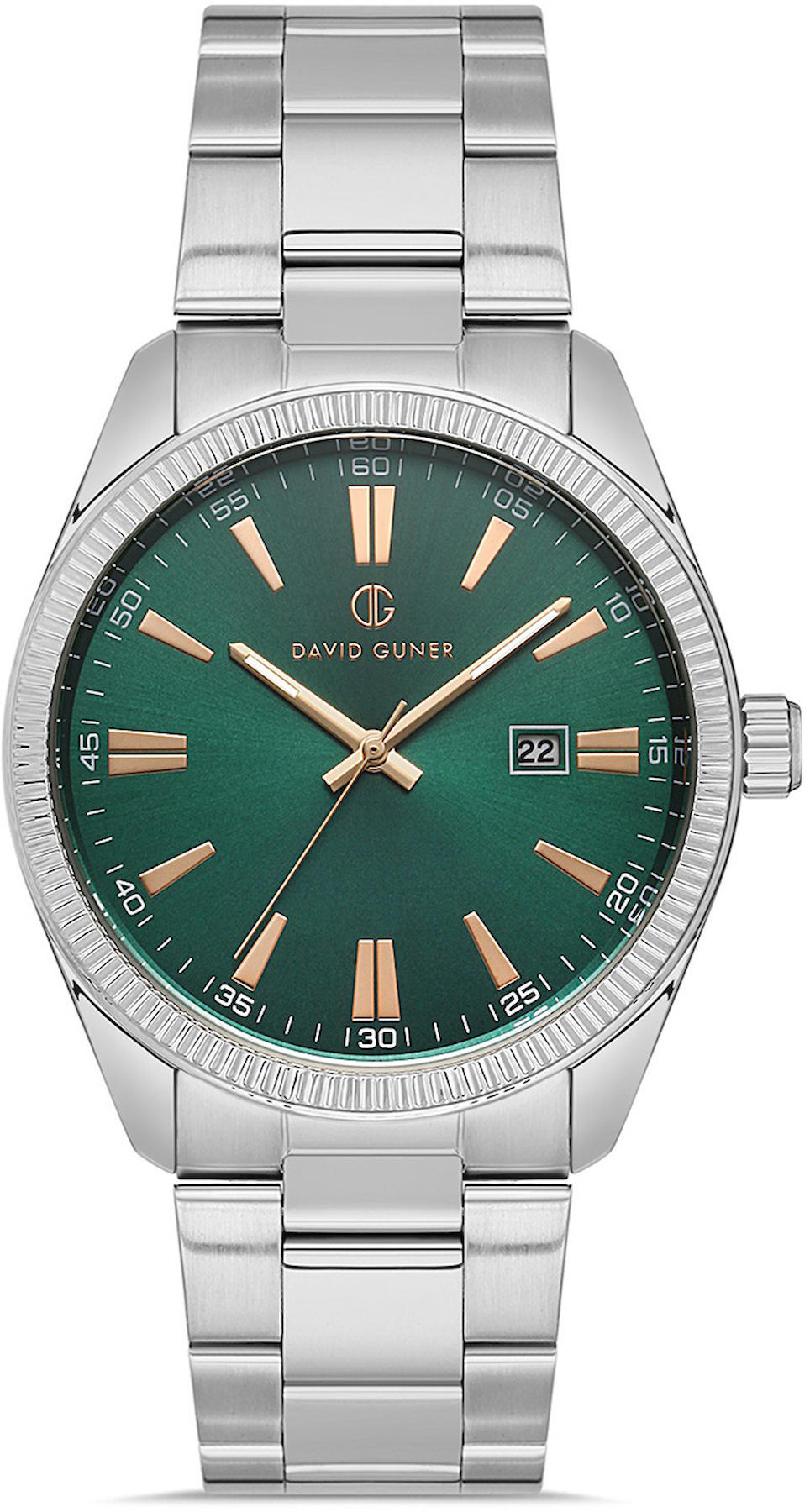 David Guner DG-8480GA-A10 Takvimli 42 mm Çelik Kordon Analog Kol Saati
